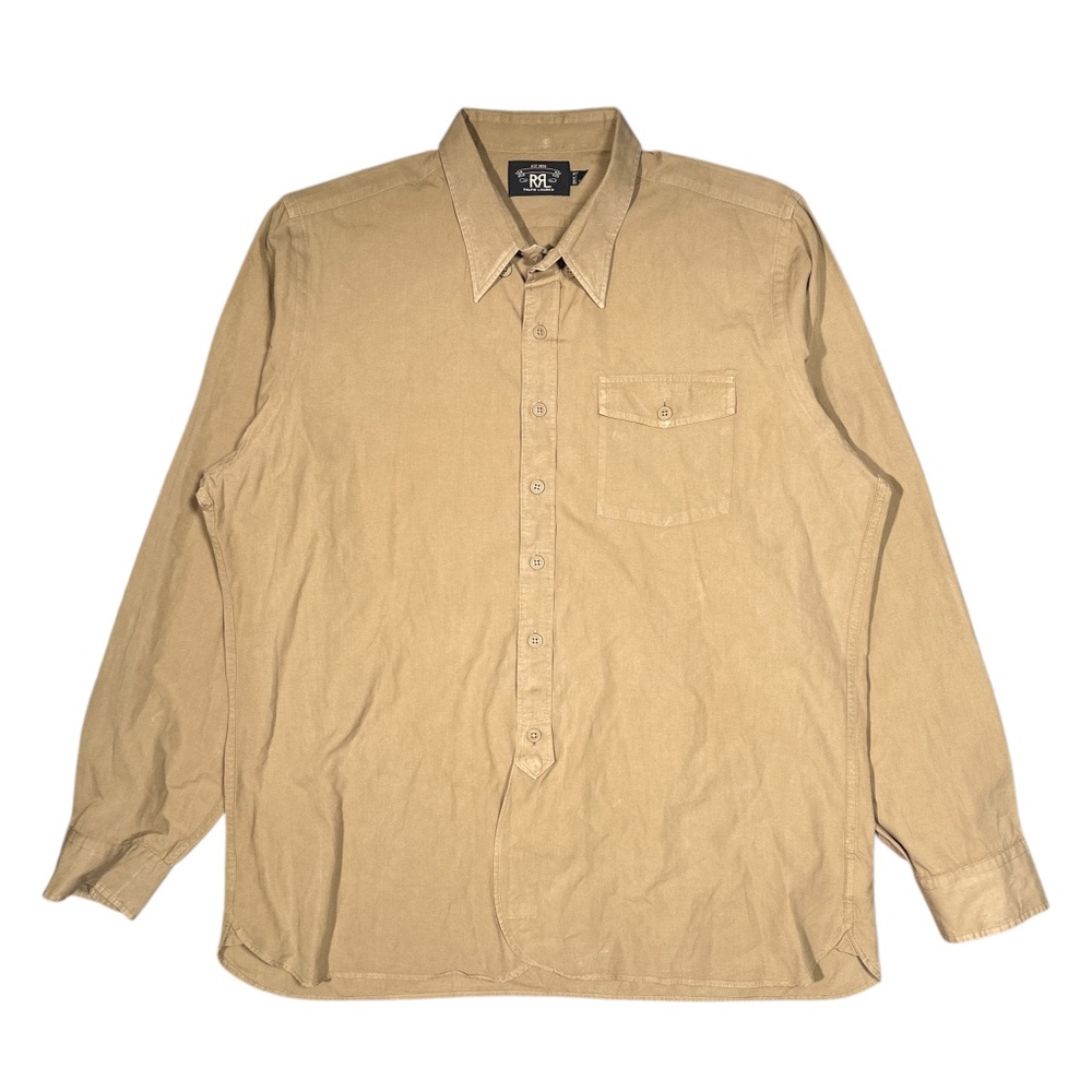 Ralph Lauren RRL Double RL Khaki Brown Button Down Shirt Mens XL